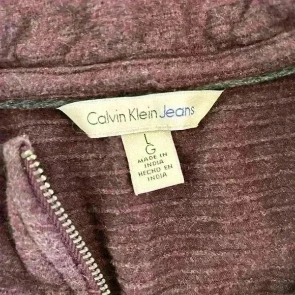 Calvin Klein Jeans Men's Quarter Zip Mock Neck Sweater Purple Size L - Picture 2 of 7